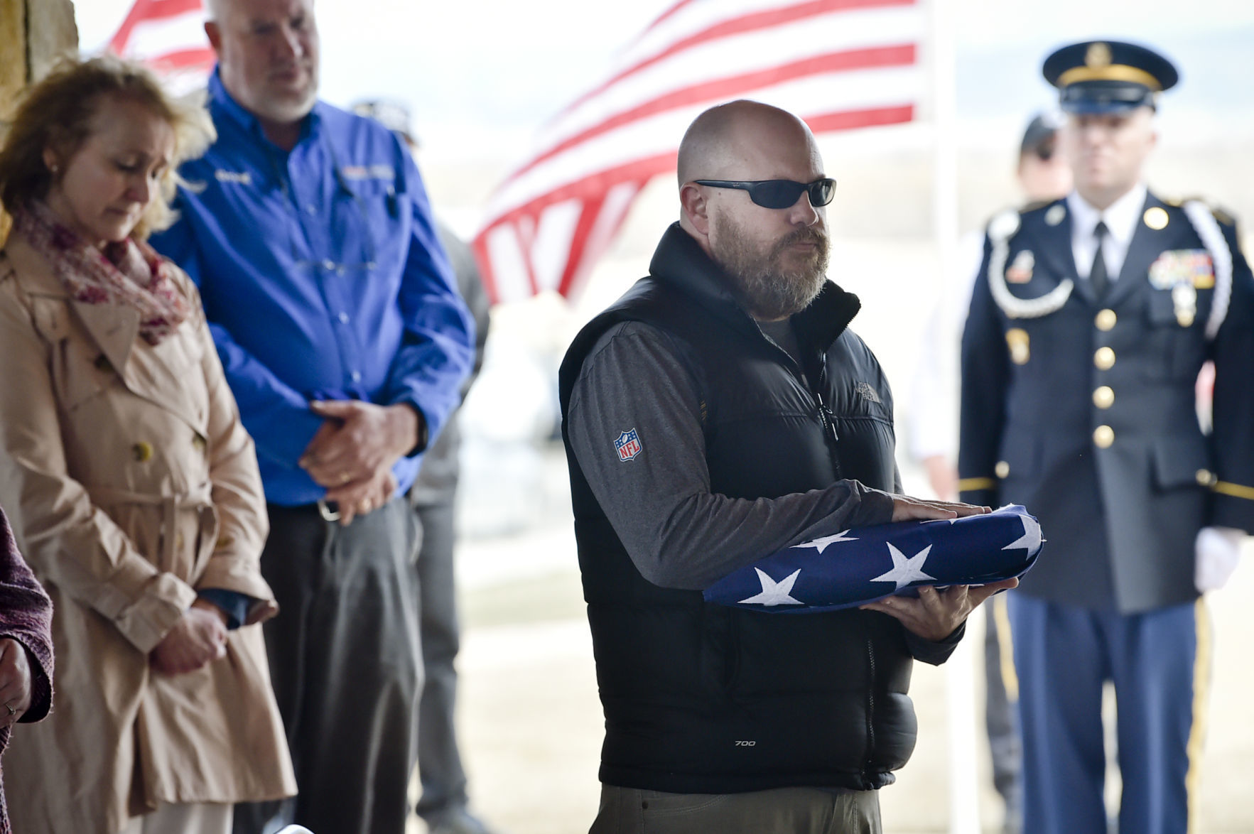 A scene from the funeral service